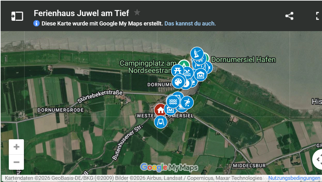 Lage Dornumersiel Ferienhaus Juwel am Tief